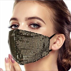 Face Mask Sale Designer Gold Sequin Facemask